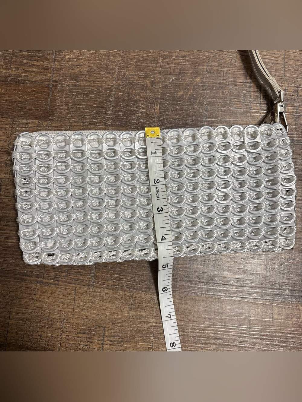 Metallic Silver Pop-Tab Wristlet Clutch - Picture 6 of 6